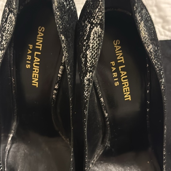 Saint Laurent Women's Black Suede metallic snakeskin Pumps silver size 39 YSL - Picture 7 of 12